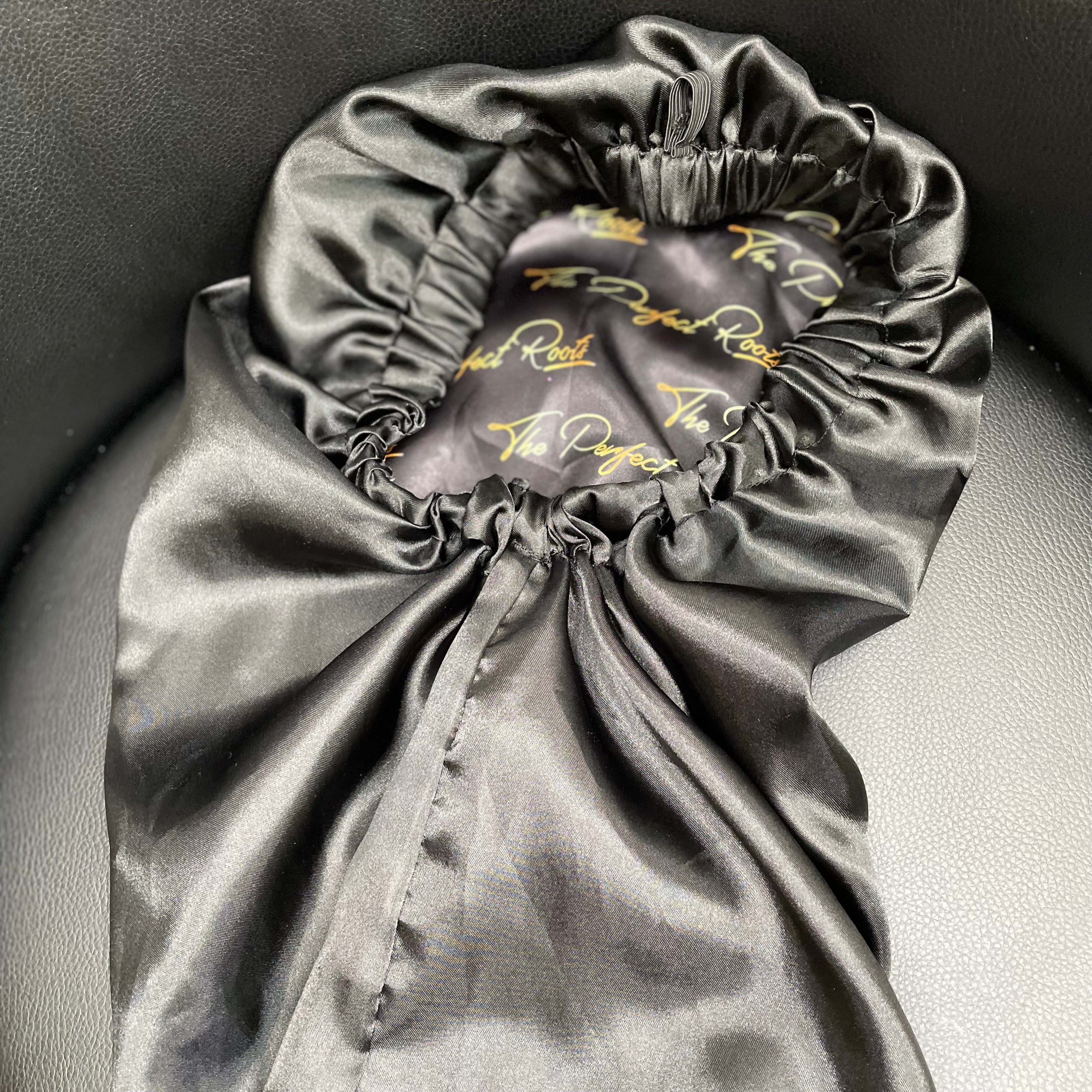 Luxury Silk Designer Bonnet - Black & White - The Braid Angel